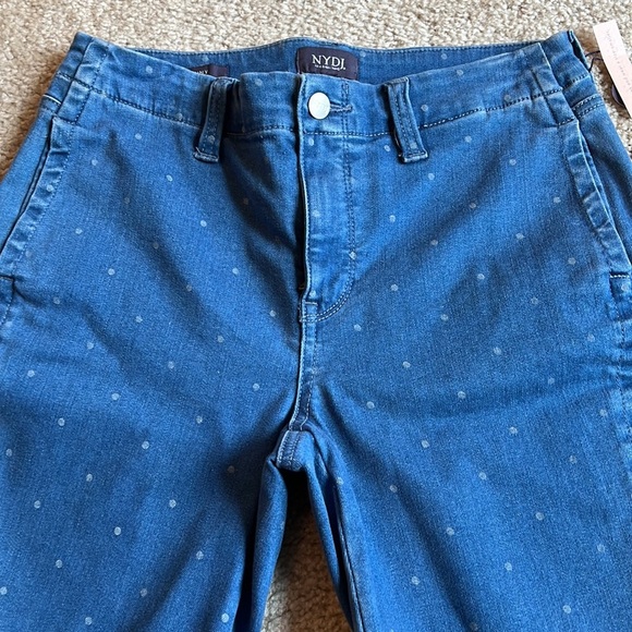 NYDJ Amy Ankle Skinny jeans with welt pockets blue polka dot size 6 denim - Picture 5 of 8